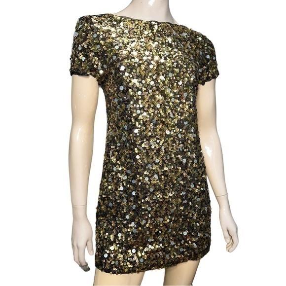 Tibi Women’s 2 Black Gold Silver Confetti Sequin Embellished Shimmer Mini Dress - Picture 1 of 7
